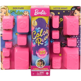 Barbie GPD56 - Color Reveal Ultimate Reveal,+25 Überraschungen, 2 Tiere, Tag-Nacht-Wechseloutfits: 15 Überraschungstüten mit Puppenmode, Farbenthüllung in Wasser, 8 Farbwechseleffekte;ab 3 Jahren