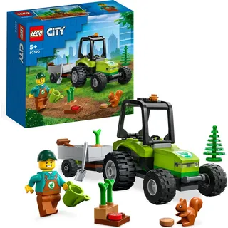 LEGO 60390 City Kleintraktor, Spielzeug-Traktor mit Anhänger, Fahrzeug zum Bauernhof-Set mit Gärtner-Minifigur & Tierfigur, Konstruktionsspielzeu... - Beige