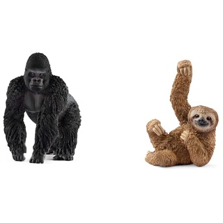 SCHLEICH 14770 Gorilla Männchen, für Kinder ab 3+ Jahren, WILD Life - Spielfigur & 14793 Faultier, für Kinder ab 3+ Jahren, WILD Life - Spielfigur