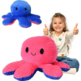 Wende Oktopus Kuscheltier Plüschtier Krake Tintenfisch Zweifarbig 80cm Emoji - Bunt