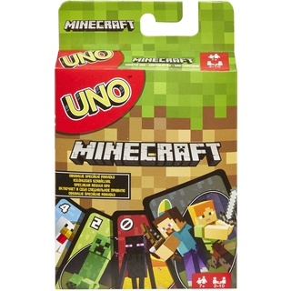 UNO Minecraft Edition - Kartenspiel mit Charakteren aus Minecraft und einer besonderen Creeper-Karte, für die ganze Familie und Fans von Minecraft ab 7 Jahren, FPD61