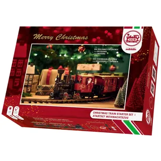 LGB – 70308 Gartenbahn Starterset Weihnachtszug mit Lokomotive und Zwei Waggons, Outdoor-Eisenbahn, Spur G