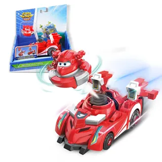 Super Wings EU770310 - Spinning Jett & Vehicle, ca. 14 cm großes Super-Fahrzeug mit 2 Modi, inkl. Mini-Jett als Kreisel zum abschießen, für Kinder ab 3 Jahren