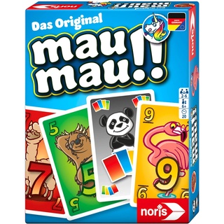 Noris 606261972 Mau Mau Tiere, das weltbekannte Kartenspiel mit einem originellen Blatt, für 2 bis 6 Spieler ab 6 Jahren