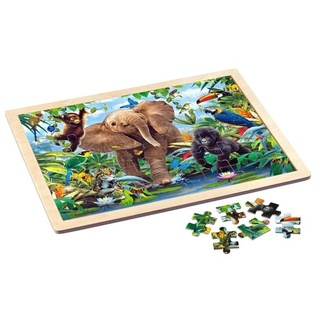 Philos 9002 - Rahmenpuzzle, Junior Jungle, Tierpuzzle, Holz, 48 Teile