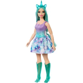 Barbie Einhorn Puppen mit bunten Fantasiehaaren, Outfits mit Farbverlauf und Fantasy-Accessoires rund um das Thema Einhorn, HRR15
