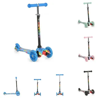 Moni Kinderroller Fidget 3 Räder höhenverstellbar, PolyurethanRäder, Wasserdruck, ABEC-7 blau - Blau