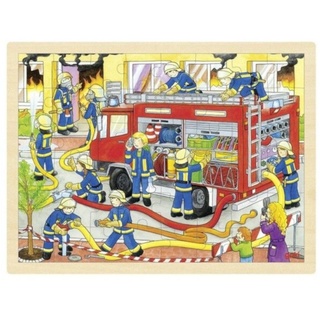 goki Puzzle Einlegepuzzle Feuerwehr 48tlg. 40x30cm Puzzle Holzpuzzle 57527, 48 Puzzleteile