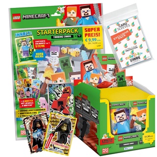 Bundle mit Lego Minecraft Serie 1 Trading Cards - 1 Starter + 1 Display (50 Booster) + 2 Limitierte Star Wars Karten + Exklusive Collect-it Hüllen