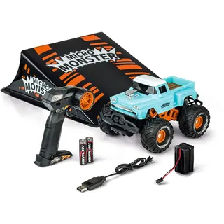 Carson 1:22 Micro Monster mit Rampe 2.4G 100% RTR, Ferngesteuertes Auto, RC Fahrzeug, für Einsteiger, inkl. Batterien und Fernsteuerung, 500404156