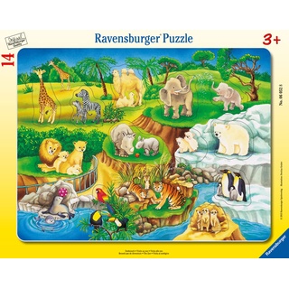 Ravensburger Kinderpuzzle - 06052 Zoobesuch - Rahmenpuzzle für Kinder ab 3 Jahren, mit 14 Teilen, Yellow