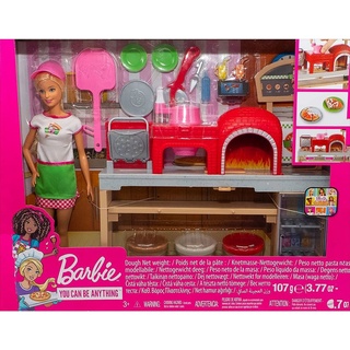 Barbie Pizzabäckerin Spielset mit Puppe blond, Barbie Küche mit Knete