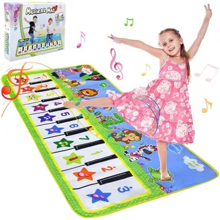 NewStyle Musikmatte Kinder, Klaviermatte Tanzmatte mit 8 Instrumenten für Babies Jungen Mädchen, Lernspielzeug ab 1 2 3 Jahr, Geschenke zum Geburtstag (135x59 cm)