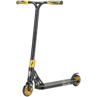 STAR SCOOTER Freestyle Aluminium Jump Stunt Scooter ab 7 - 8 Jahre, 110mm Professional Trick Roller, Schwarz Gold