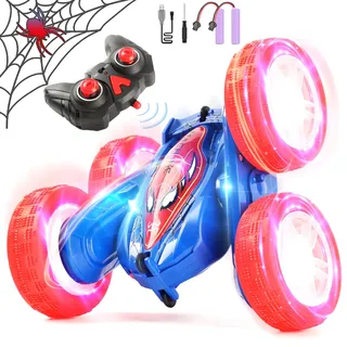 Spider Ferngesteuertes Auto - 4WD mit Radlichtern - 360° Rotation Stunt Auto - 2.4Ghz Indoor/Outdoor Wiederaufladbares Spielzeugauto für 3 4 5 6 7 8 9 10 Jahre alte Jungen Mädchen Weihnachten