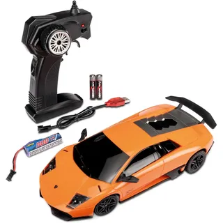 Carson 500404307 1:24 Lamborghini Murcielago SV 2.4G 100% RTR - Ferngesteuertes Auto, LED-Beleuchtung, Fahrzeit ca. 60 min, RC Auto, RC Fahrzeug, RC Auto 1:24, Ferngesteuertes Spielzeug