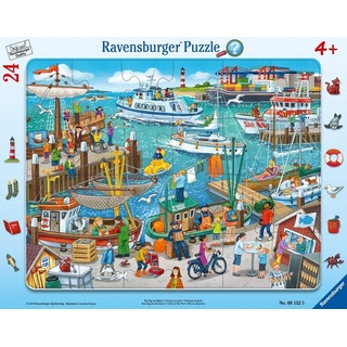 Ravensburger Kinderpuzzle - 06152 Ein Tag Am Hafen - Rahmenpuzzle Für Kinder Ab 4 Jahren  Mit 24 Teilen