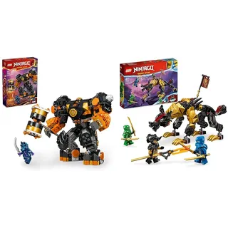 LEGO NINJAGO Coles Erdmech, Actionfiguren-Spielzeug mit veränderbarem Mech & NINJAGO Jagdhund des kaiserlichen Drachenjägers, baubares Monster-Spielzeug