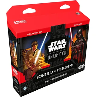 Asmodee, Star Wars: Unlimited TCG Stintilla of Rebellion, Starter Set 2 Spieler, Sammelkartenspiel für Kinder und Erwachsene, 12+ Jahre, 2+ Spieler, 20+ Min., Ausgabe auf Italienisch