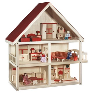 roba® Puppenhaus »Villa Bunt«, 3-stöckig, inkl. Möbel und Puppen beige