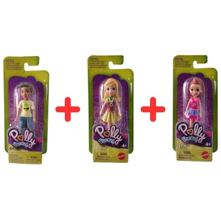 Mattel® Stehpuppe Mattel Polly Pocket 3er-Set GKL28 Niclas im Ananas TShirt + GKL31 Lila bunt