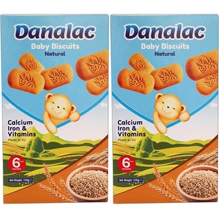 Danalac Babykekse Naturell, 120 g Snacks und Nahrung für Kleinkinder ab 6 Monaten mit Kalzium, Eisen und Vitaminen (Packung mit 2)