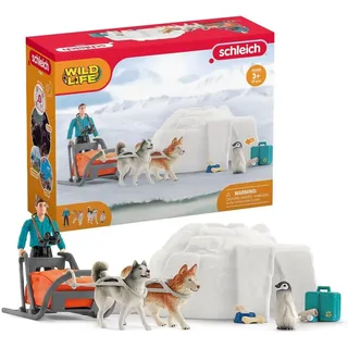 schleich WILD LIFE 42558 Arktis Expeditions Tiere & Hundeschlitten Set - 19-Teiliges Tiere Figuren Set - Mit Hundeschlitten, Hunden, Fahrer, Pinguin und Zubehör, Geschenk ab 3 Jahren