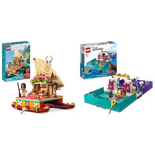 LEGO 43210 Disney Princess Vaianas Katamaran Spielzeug Boot mit Vaiana und Sina Prinzessinnen Mini-Puppen & 43213 Disney Prinzessin Die kleine Meerjungfrau Märchenbuch Spielzeug zum Bauen für Kinder