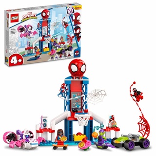 LEGO 10784 Marvel Spidey und seine Super-Freunde Spider-Mans Hauptquartier, Spielzeug zum Bauen mit 2in1 Spielzeugauto und Flugzeug sowie 5 Minifig...