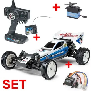 Tamiya 1:10 Elektro Auto RC Neo Fighter Buggy DT-03 kit Bausatz + RC Anlage, Servos