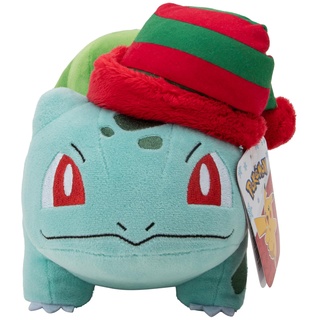 Pokémon PKW3377-20 cm Winter Plüsch - Bisasam mit Mütze, offizielles Plüsch