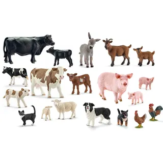 Schleich - Tierfiguren - Bauernhof-Set mit 19 Tieren Sammelfiguren Spielfiguren