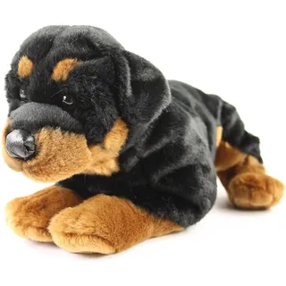 Teddys Rothenburg Kuscheltier Rottweiler 45 cm liegend schwarz/braun Plüschhund