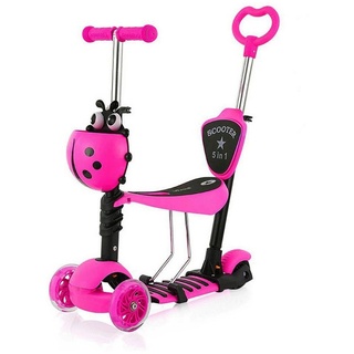 YOLEO Sitzscooter 5 in 1 Kinder Roller Scooter mit Sitz LED Räder ab 2 Jahre rosa