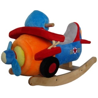 Sweety-Toys 4751 Schaukeltier Schaukelpferd,supersüss Flugzeug, Soft Plüsch,mit Sound 4-Fach, robust