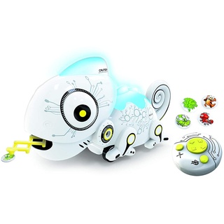 YCOO 88538 ROBO CHAMELEON by Silverlit, ferngesteuerter Roboter, Robotertier für Kinder, füttere das Chameleon, inkl. 4 Metallinsekten, Licht- und Soundeffekte, 28 cm, weiß, ab 3 Jahren