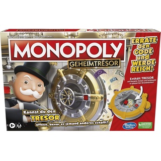 Monopoly Geheimtresor Brettspiel für Kinder ab 8 Jahren, Familienspiel für 2–6 Spieler, enthält Tresor
