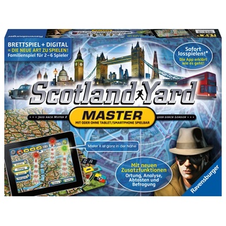 Ravensburger 26602 - Scotland Yard Master - Brettspiel, Klassiker mit App, für Kinder und Erwachsene, für 2-6 Spieler, ab 10 Jahren