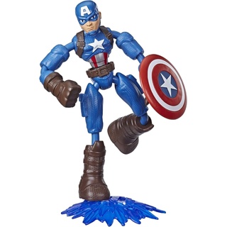 Hasbro Marvel Avengers Bend und Flex Action-Figur, 15 cm große Biegbare Captain America Figur, enthält ein Effekt-Accessoire, für Kinder ab 6 Jahren