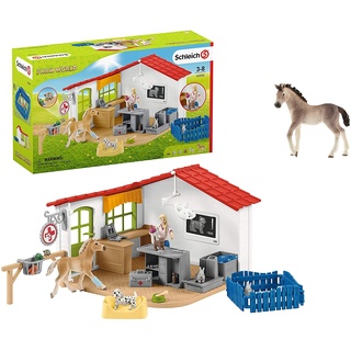 Schleich 42502 Farm World Spielset - Tierarzt-Praxis mit Haustieren, Spielzeug ab 3 Jahren,11 x 39 x 23 cm (Tierarzt-Praxis + Fohlen)