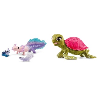 SCHLEICH 42628 Axolotl Discovery Set, für Kinder ab 5-12 Jahren, BAYALA - Spielset & 70759 Kristall Schildkröte, für Kinder ab 5-12 Jahren, BAYALA - Spielfigur