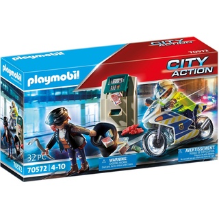 Playmobil® Konstruktions-Spielset Polizei-Motorrad: Verfolgung des Geldräubers (70572), City Action, (32 St), Made in Europe bunt