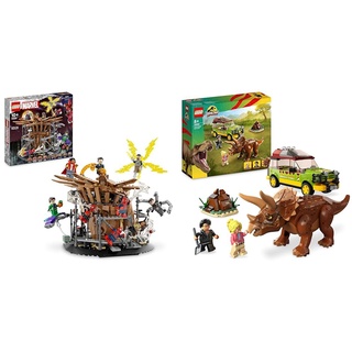 LEGO 76261 Marvel Spider-Mans großer Showdown, Spider-Man & 76959 Jurassic Park Triceratops-Forschung, Dinosaurier Spielzeug