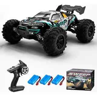 Teeggi RC-Auto Ferngesteuertes Auto 70km/h, Bürstenloser Motor, 1:16 Kohlebürste Motor 4WD Off Road Race Buggy Erwachsene 3 Batterien blau