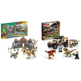LEGO 76961 Jurassic Park Angriff des T. rex und des Raptors aufs Besucherzentrum & 76951 Jurassic World Pyroraptor & Dilophosaurus Transport