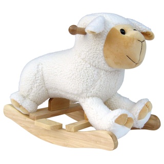 Wagner 9510 - Schaukeltier Schaf aus Holz und Plüsch für Kinder und Babys Schaukelpferd Schaukel-Schäfchen Lamm