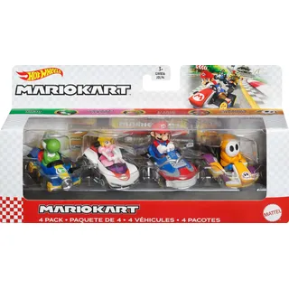 Hot Wheels GWB38 - Mario Kart Die-Cast-Charaktere in 4er-Fahrzeugsortiment, Geschenkset #2, Spielzeug ab 3 Jahren