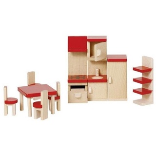 goki Puppenmöbel »Küche Puppenmöbelset basic«, Holzspielzeug Rollenspielzeug rot