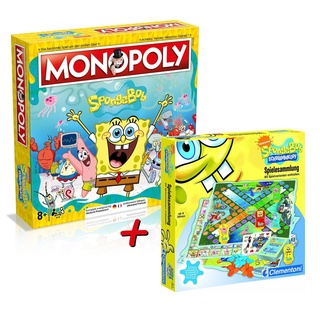 Winning Moves Spiel, Brettspiel Monopoly SpongeBob Schwammkopf + Spielesammlung bunt