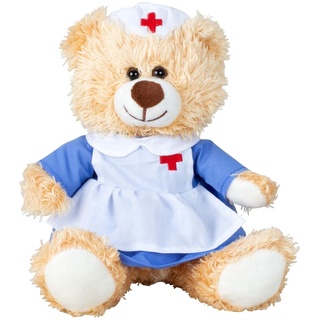 Geschenkestadl Teddybär Krankenschwester 17,5 cm Hellbraun Genesung Krankenhaus Gute Besserung Kuschelbär Kuscheltier Bär Teddy, 884246